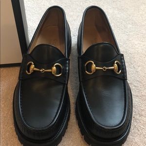 Gucci Mens Leather Gold Horsebit Loafer Size 7